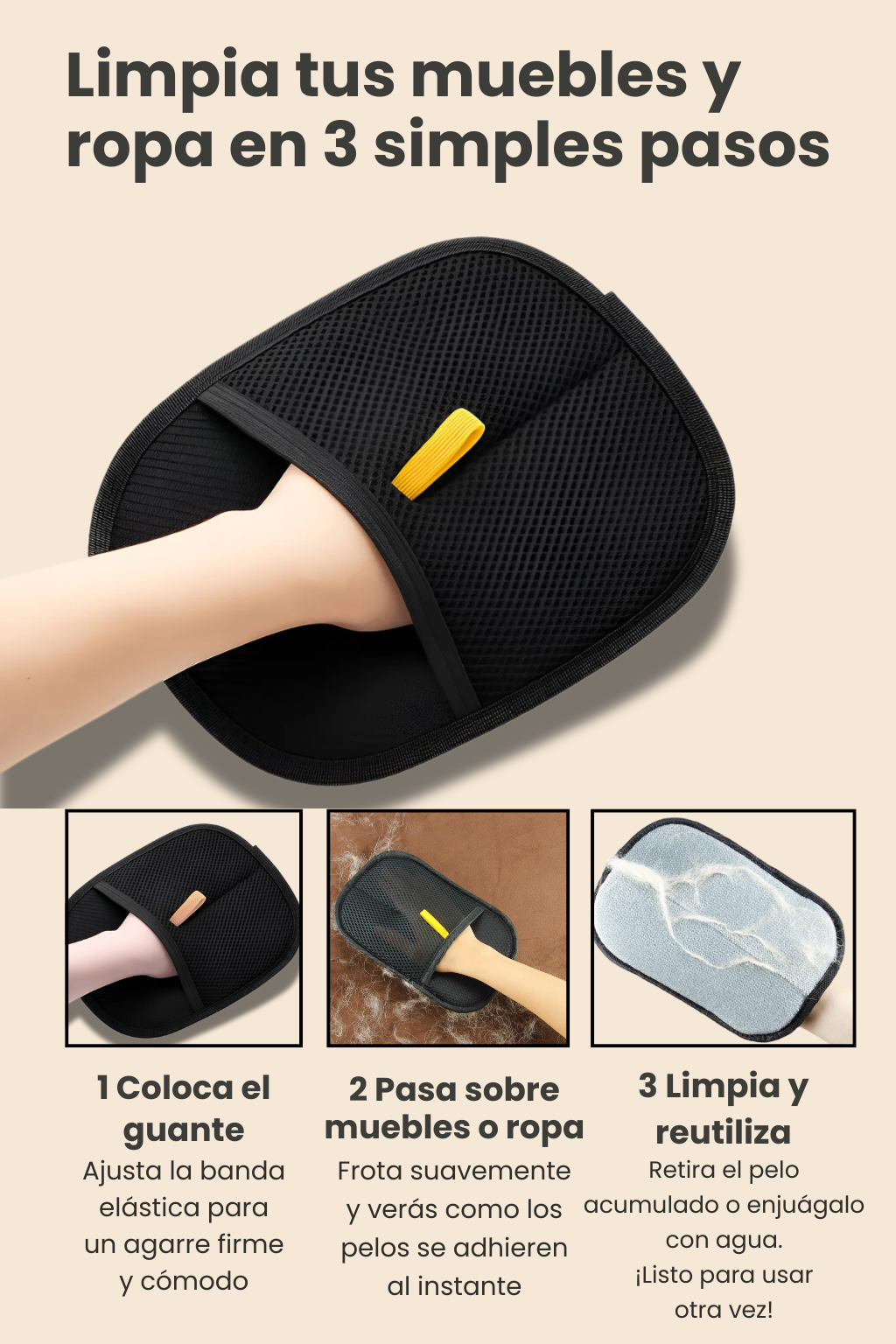 Elimina el pelo de mascotas de tu sofá, cama y ropa en segundos sin rodillos pegajosos